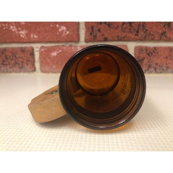 Mackinaw City Michigan Amber Glass Wooden Handle Beer Mug Collectible Souvenir - Picture 5 of 6